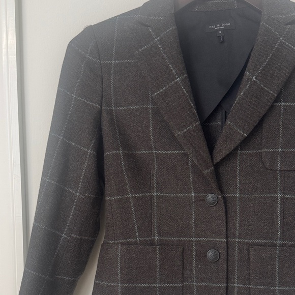 New Rag & Bone Women's Brown Checkered Blazer 6 - Picture 7 of 8